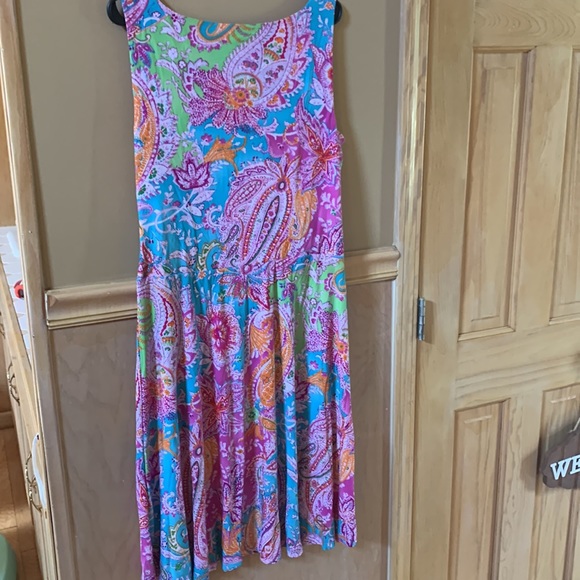 Ralph Lauren Stretchable Bright Paisley Sleeveless Size Large L Dress - Picture 3 of 3